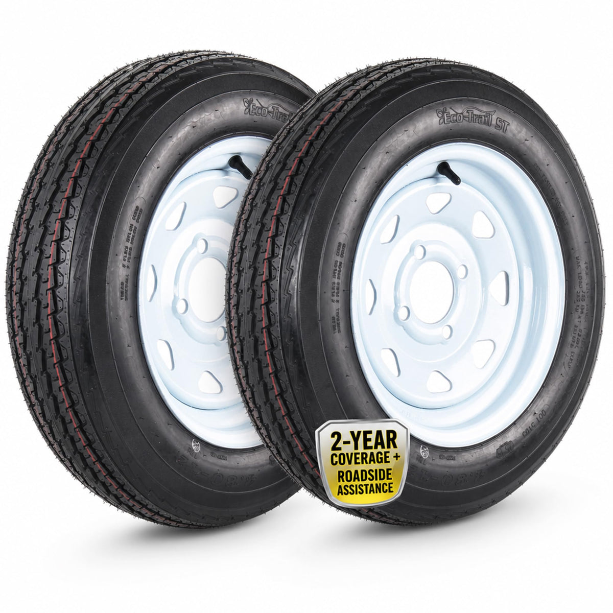 2-Pack Trailer Tire Rim Assembly 4.80-12 White 4 Lug Q7062