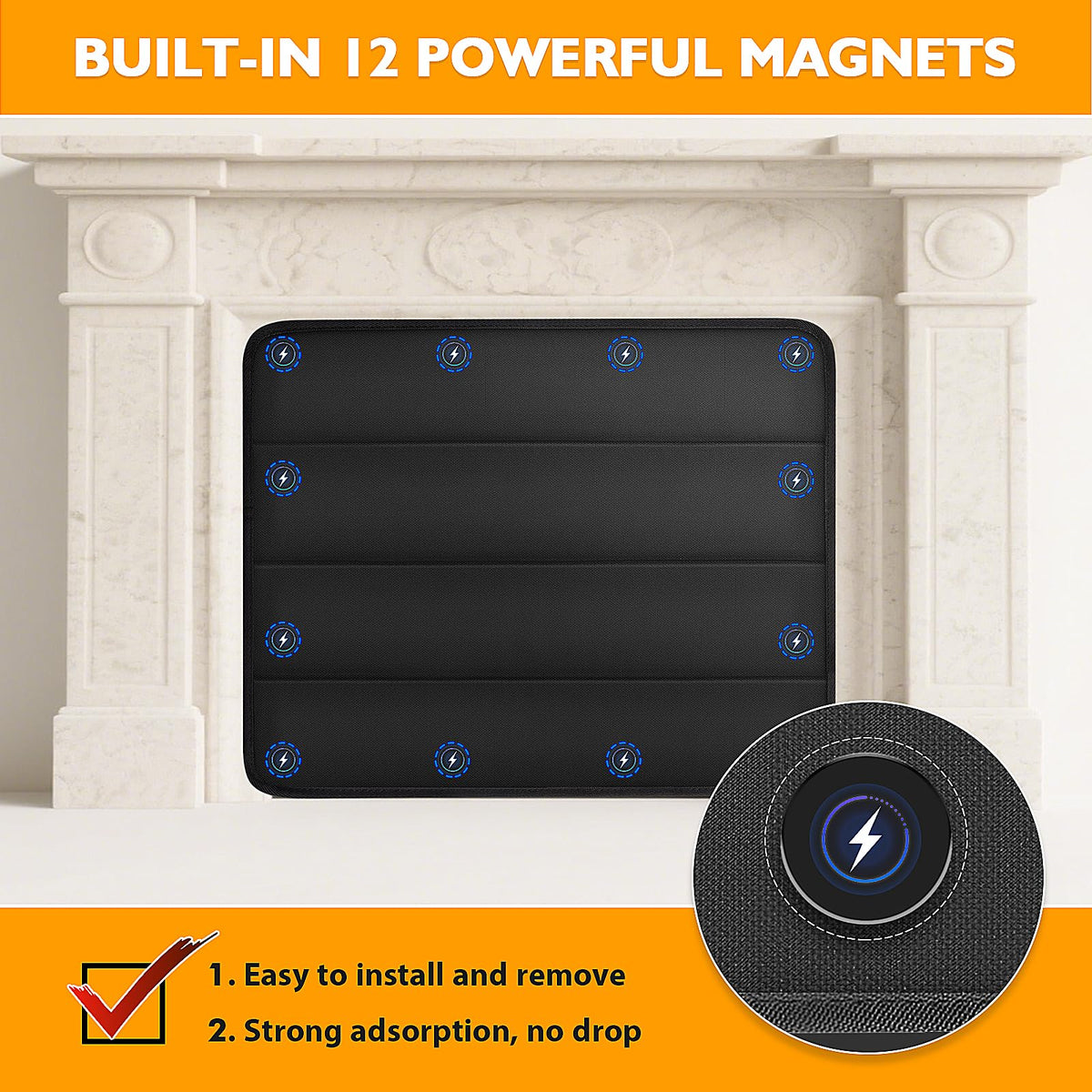 Black Magnetic Fireplace Cover H401641
