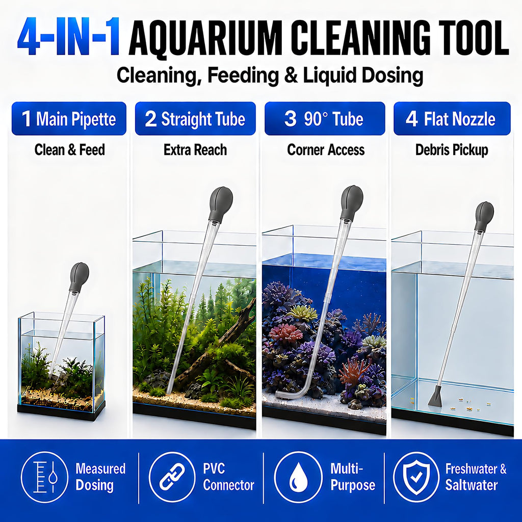 Aquarium Turkey Baster 4-in-1 Spot Cleaner and Coral Feeder 21.6 in Q740407
