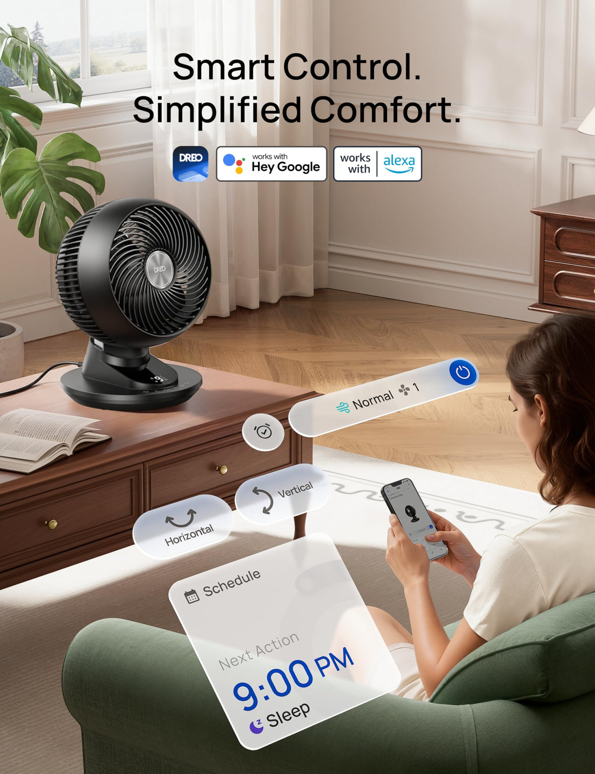12 Inches 90° Oscillating Smart Desk Fan Y3635