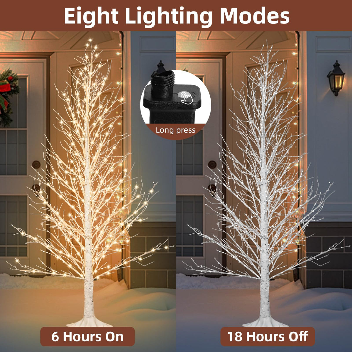 6FT LED Lighted Birch Tree with Timer IP44 Waterproof Z2236
