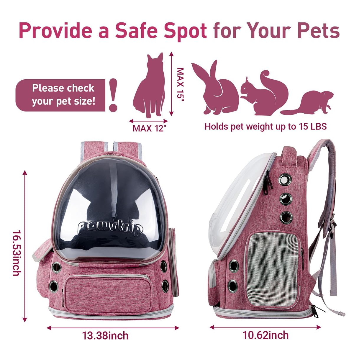 Cat Backpack Carrier Clear Bubble Window up to 15 lb L433