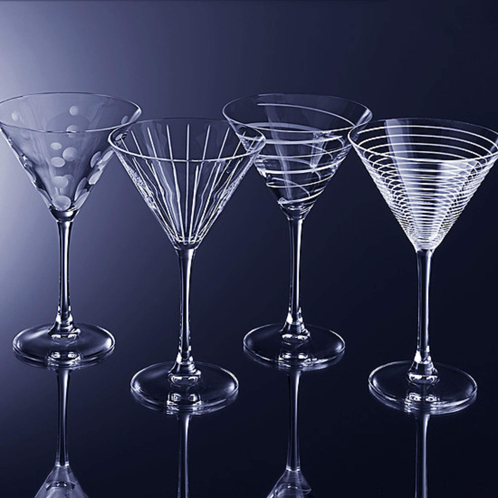 10-Ounce Etched Clear Glass Martini Glasses Set of 4 V768267