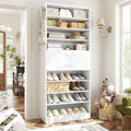 10 Tiers Tall White Wood Shoe Cabinet E25885