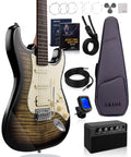 Beginner Electric Guitar Kit with 10W Amp, HSS Pickups, Gig Bag, Tuner, Strap, Picks, Black I37951