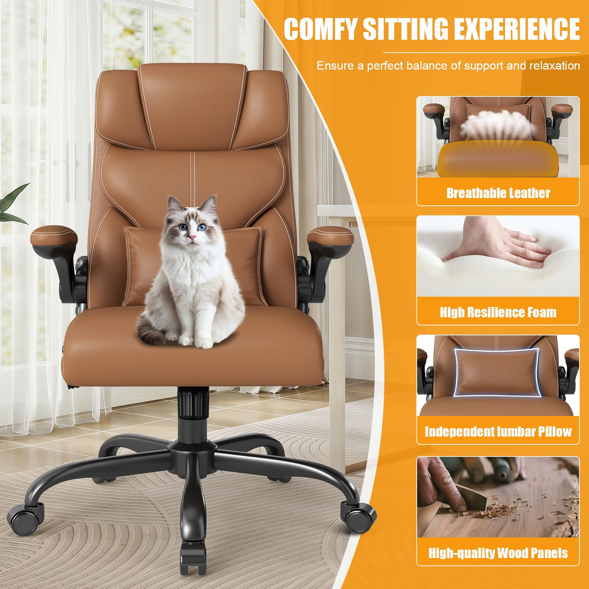 Ergonomic Office Chair with Flip-up Armrests U3064