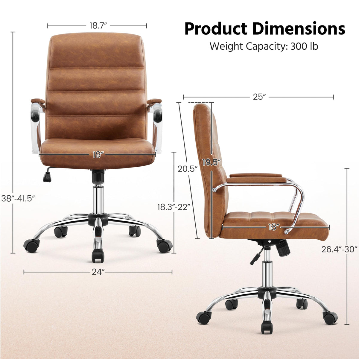 Brown PU Leather Office Chair with Arms Z449