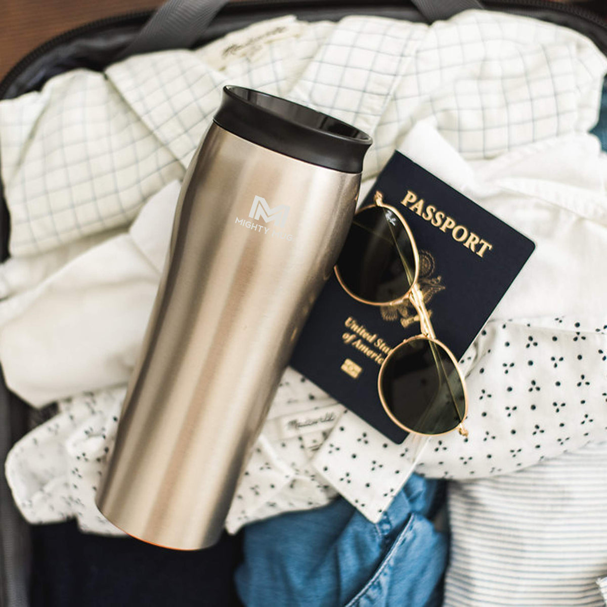 Silver Rosegold Stainless Steel 16 oz Insulated Travel Mug 2 Pack W324