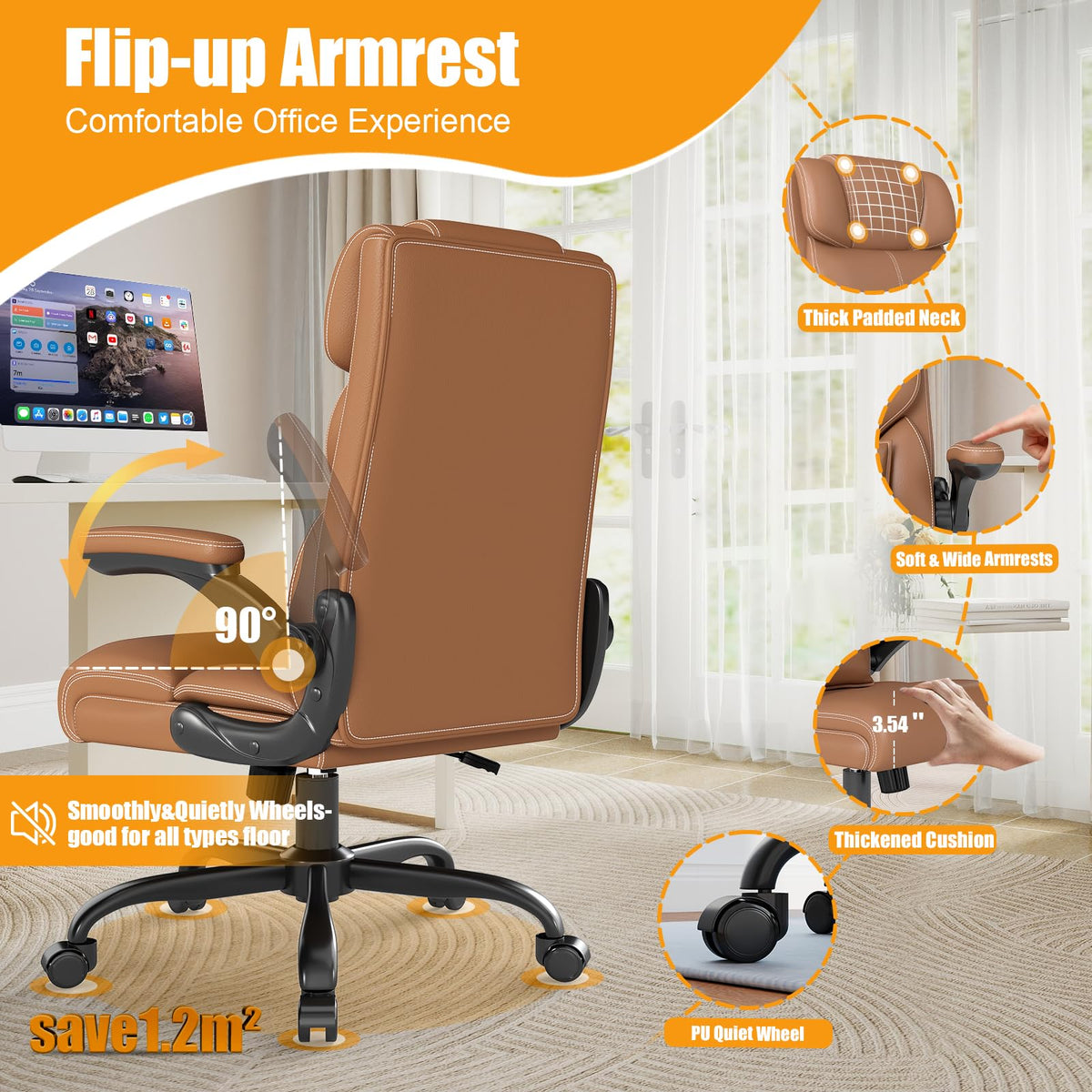 Ergonomic Office Chair with Flip-up Armrests U3064