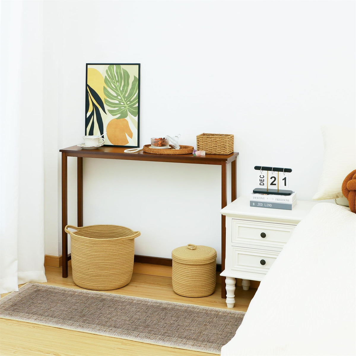 Bamboo Narrow Wood Console Table K84569