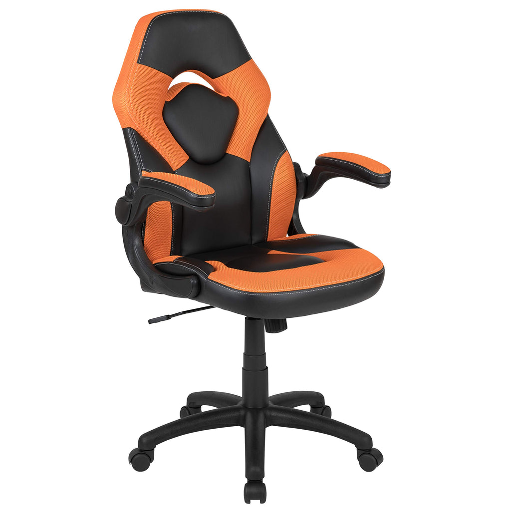 Orange Black Ergonomic Gaming Chair with Flip-up Arms R5125