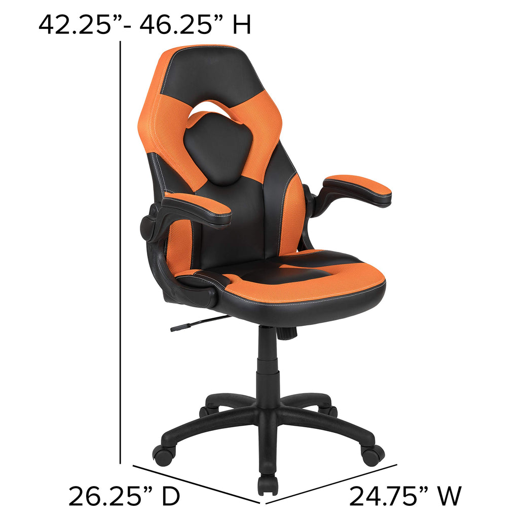 Orange Black Ergonomic Gaming Chair with Flip-up Arms R5125