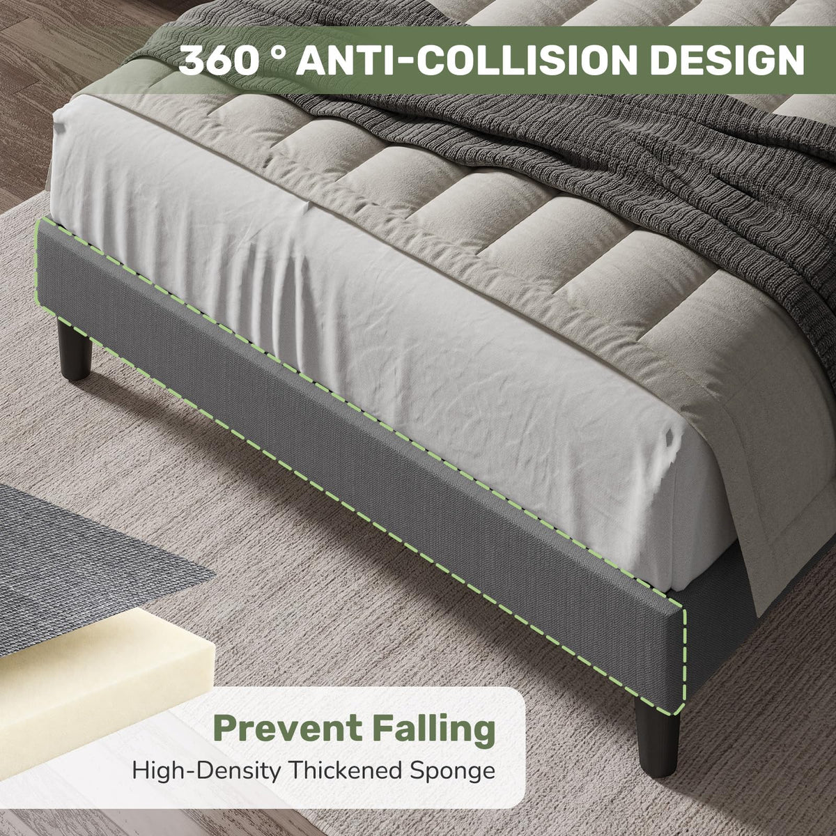 Queen Size Bed Frame with Headboard D566585
