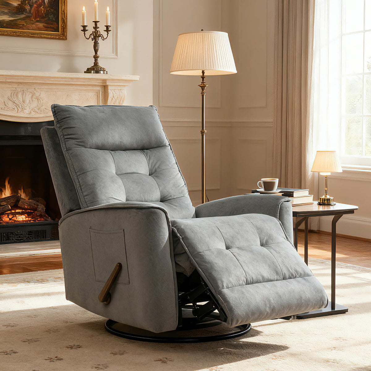 Dark Grey Swivel Rocker Recliner Chair B792