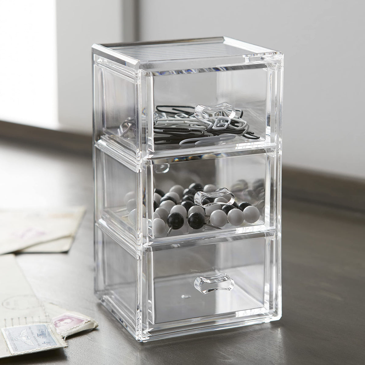 Clear Stackable 3-Drawer Acrylic Organizer W736