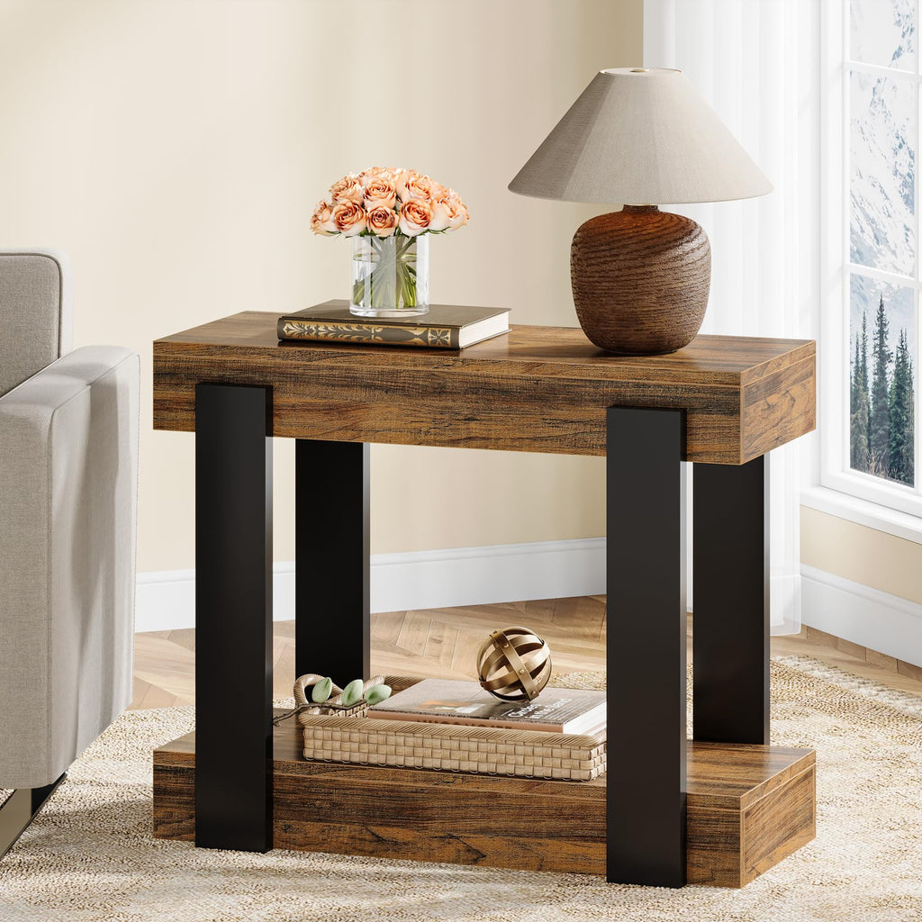 2-Tier Narrow End Table with Storage Shelf T760190