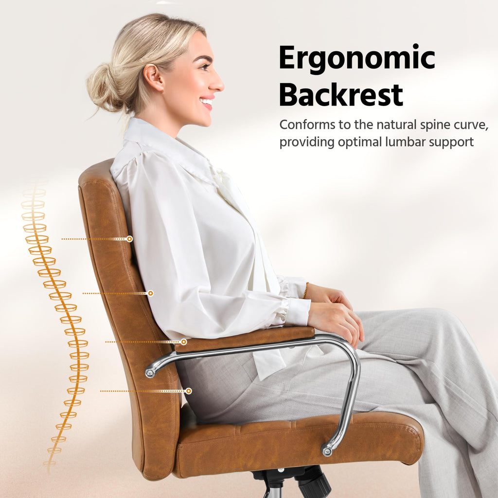 Brown PU Leather Office Chair with Arms Z449