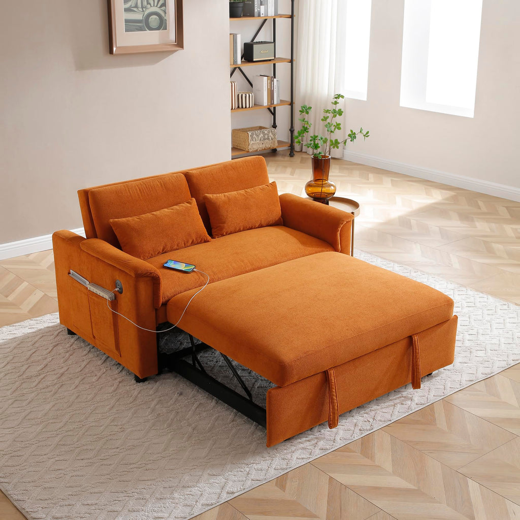 Orange Velvet Sleeper Sofa X2099
