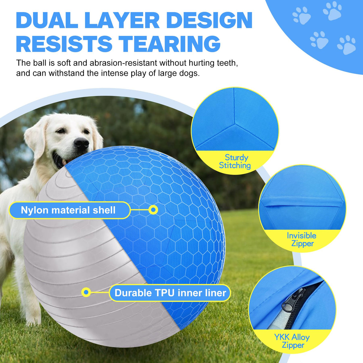 25" Waterproof Durable Dual-Layer Herding Ball for Dogs and Horses (Blue) K801413
