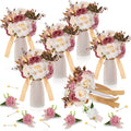 12 Pcs Artificial Bouquets and Boutonniere Set Rose White W58686