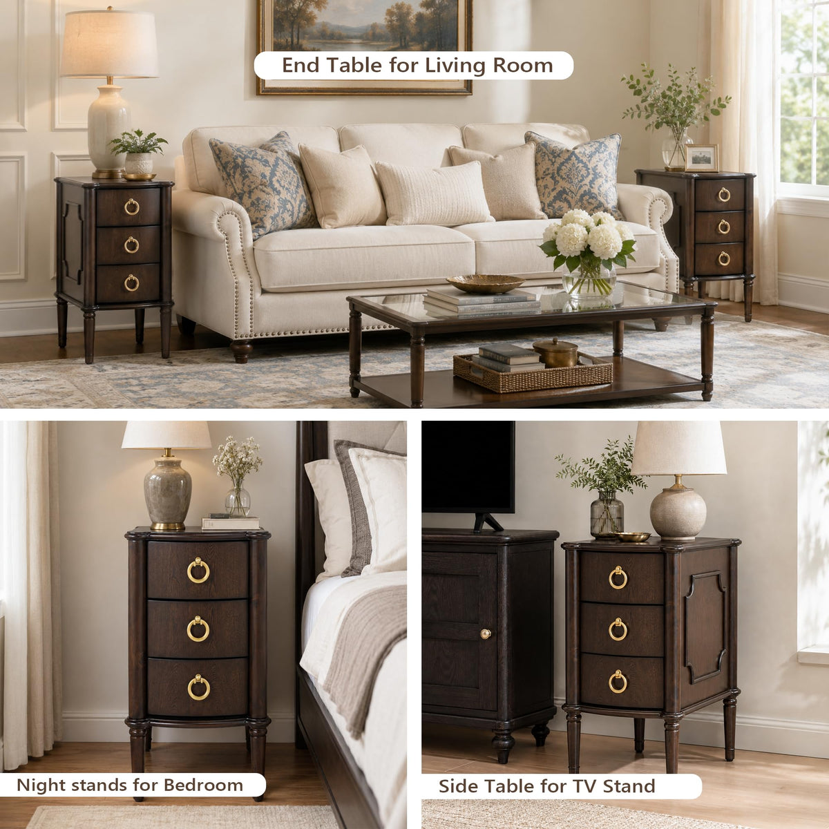 Narrow Wood Nightstands Set of 2 L862209