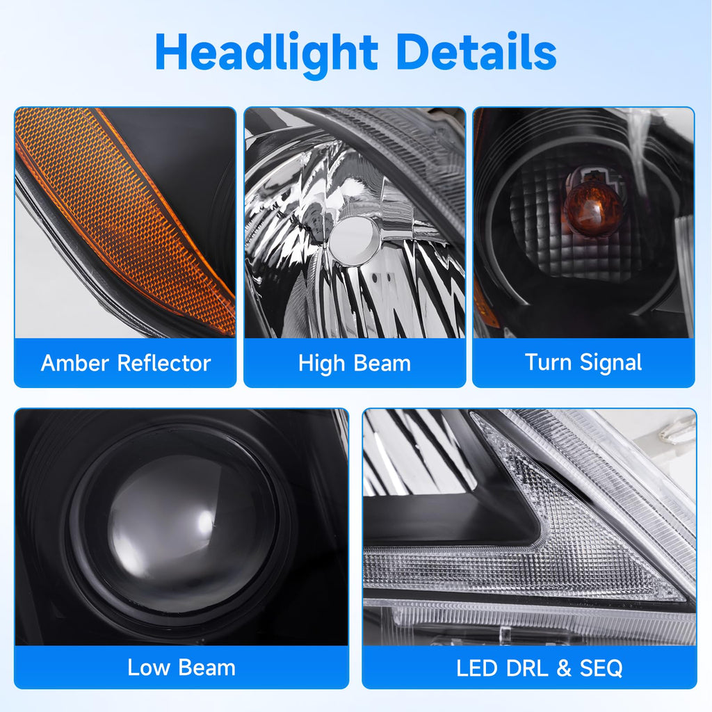 LED DRL Headlight Assembly Pair T6017