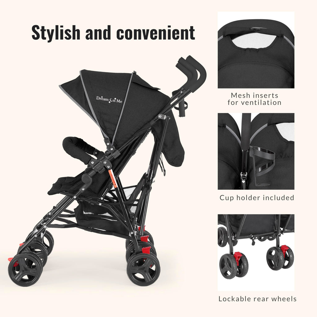 Black Twin Umbrella Toddler Stroller H19071