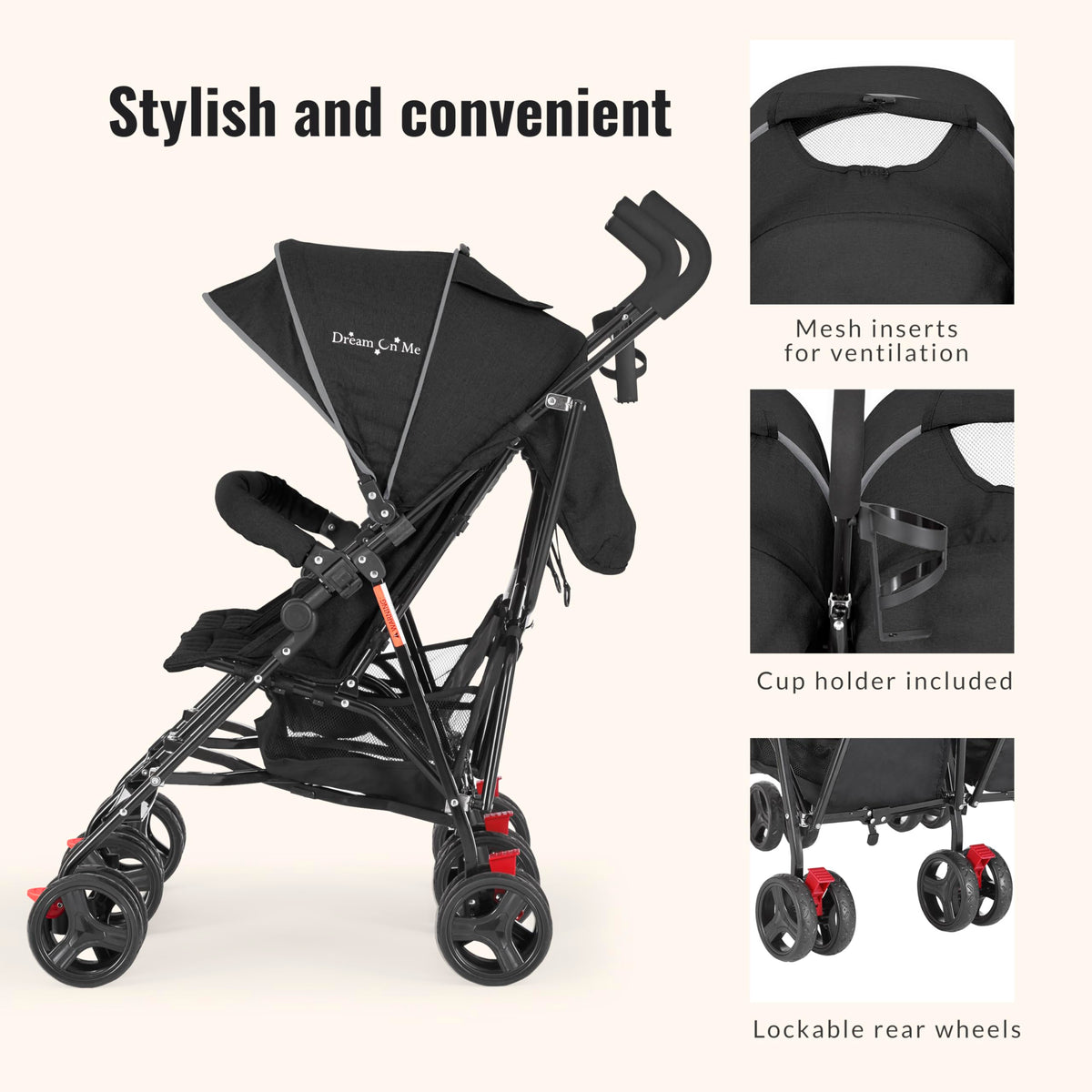 Black Twin Umbrella Toddler Stroller H19071