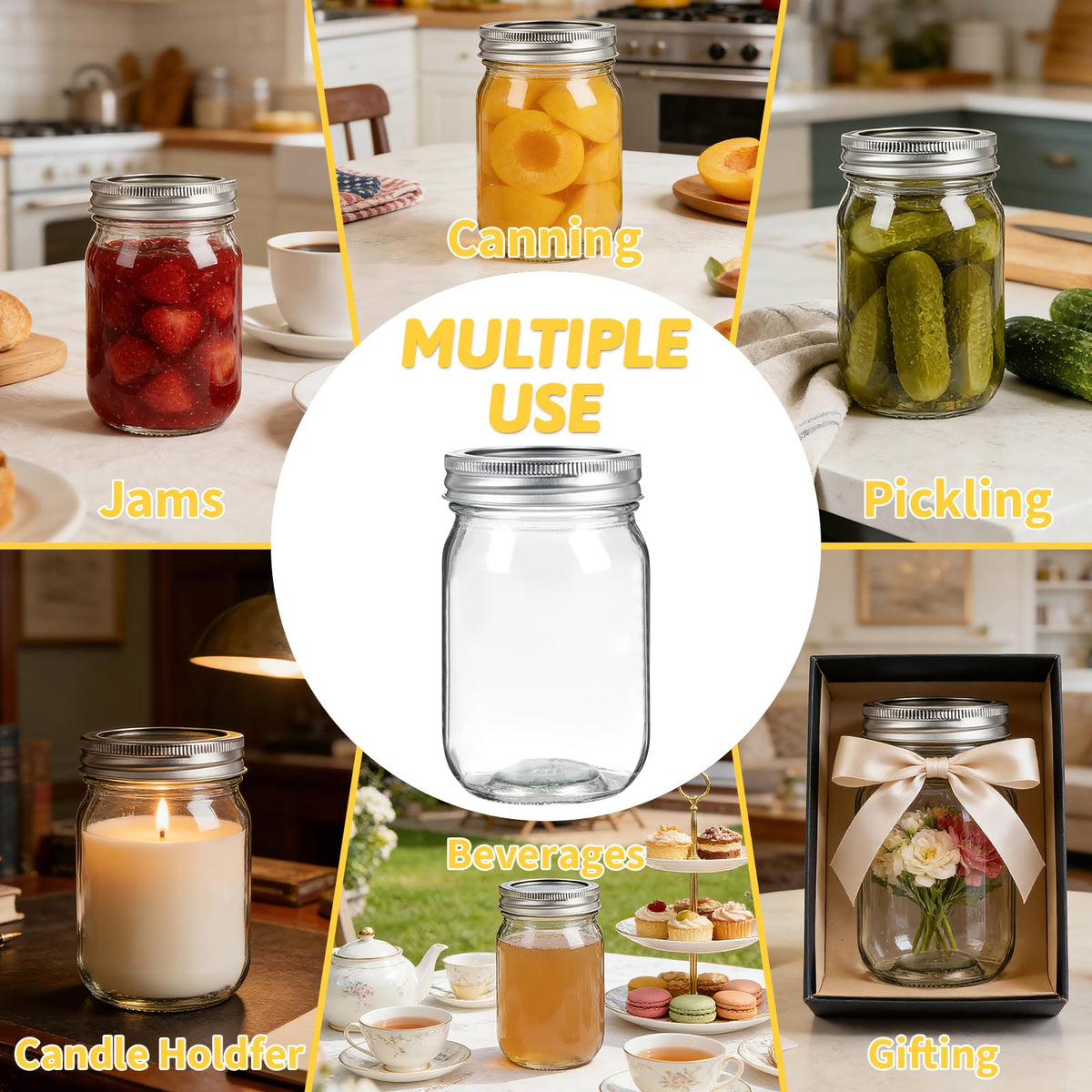 12 oz Regular Mouth Mason Jars 20 Pack T710590