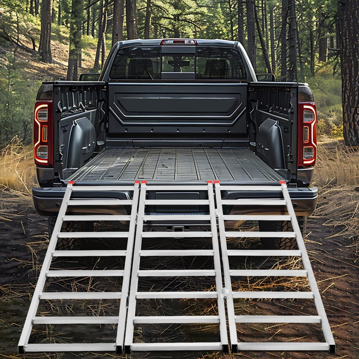 69" L x 50" W Tri-Fold Aluminum ATV Loading Ramp 1500lb Capacity Z54878