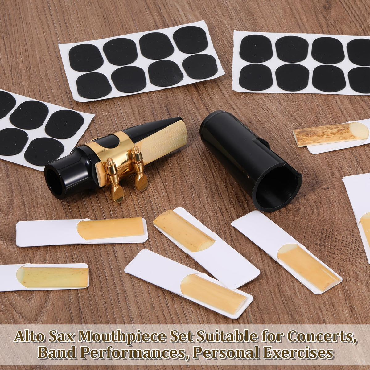 Alto Saxophone Mouthpiece Kit with Ligature, Cap, 21 Reeds, Pads and Storage Case R124