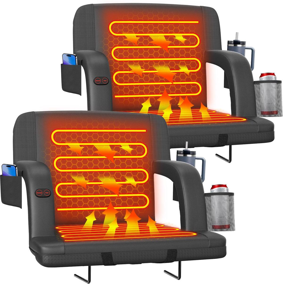 21" Heated Stadium Seats for Bleachers 2 Pack O1934