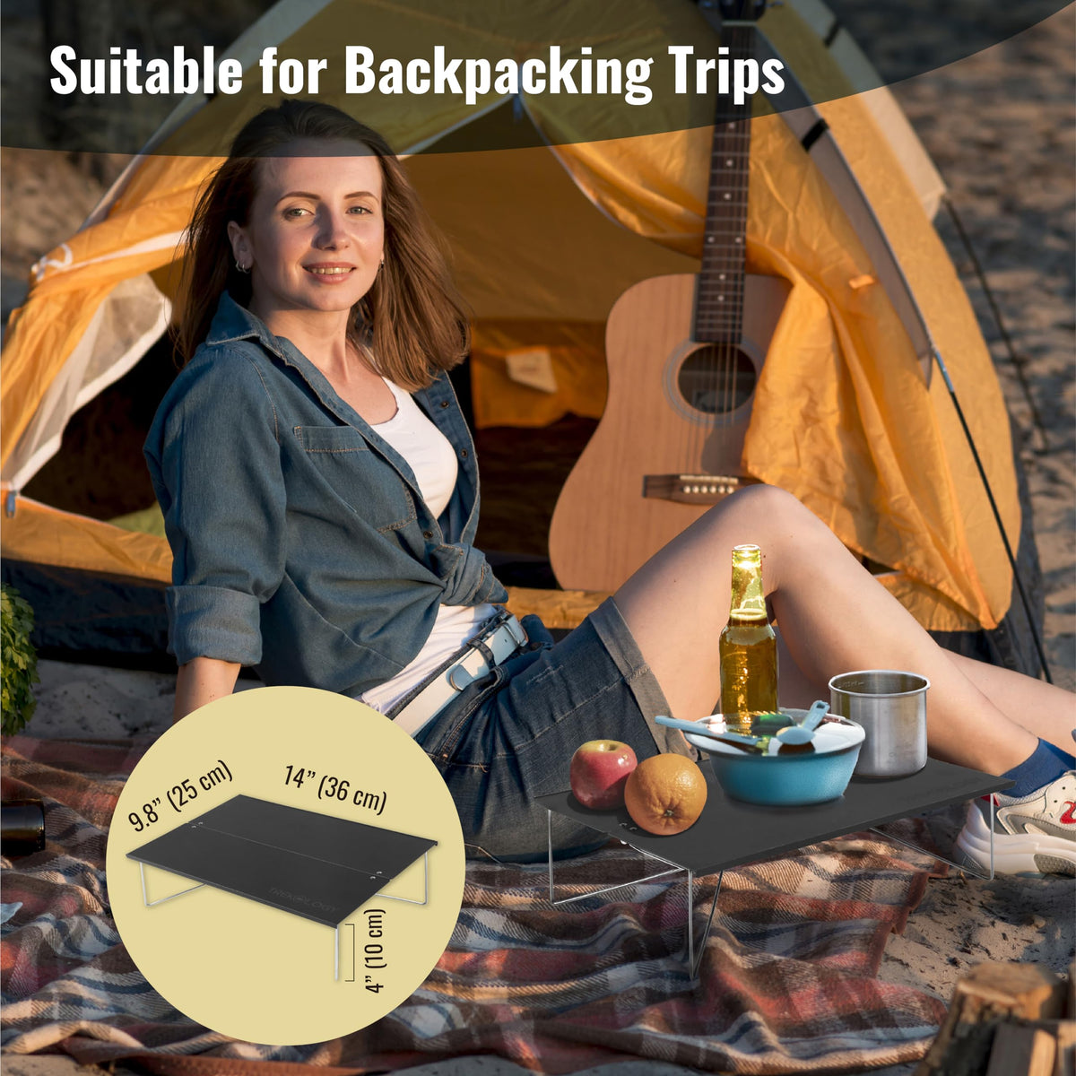 Compact Mini Camping Table Folding Black M431685