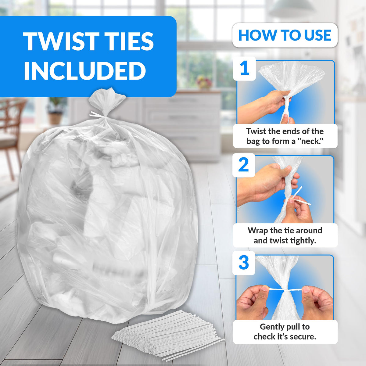 55 Gallon Heavy Duty Clear Trash Bags 100 Count O219370
