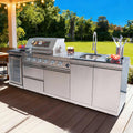 98 Inches 4-Burner Propane Stainless Steel Outdoor Kitchen Island with Refrigerator and Sink X45488