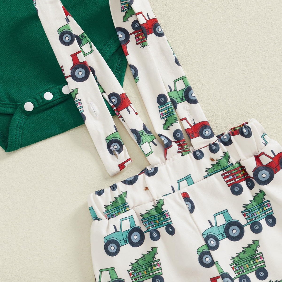 St Patricks Day Baby Boy Outfit Romper Onesie Suspender Pants Set With Beanie Hat T4437