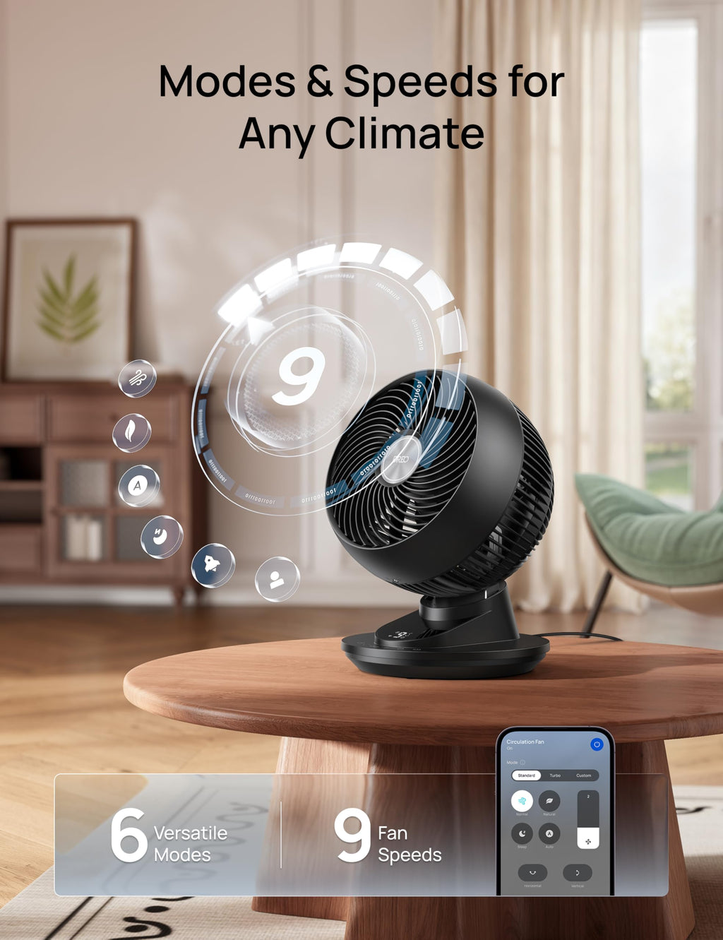 12 Inches 90° Oscillating Smart Desk Fan Y3635