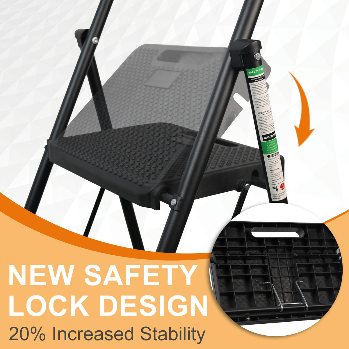 3 Step Folding Steel Ladder with Handrail U407723