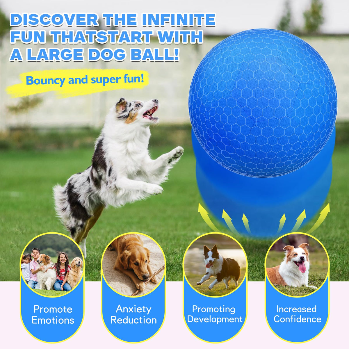 25" Waterproof Durable Dual-Layer Herding Ball for Dogs and Horses (Blue) K801413