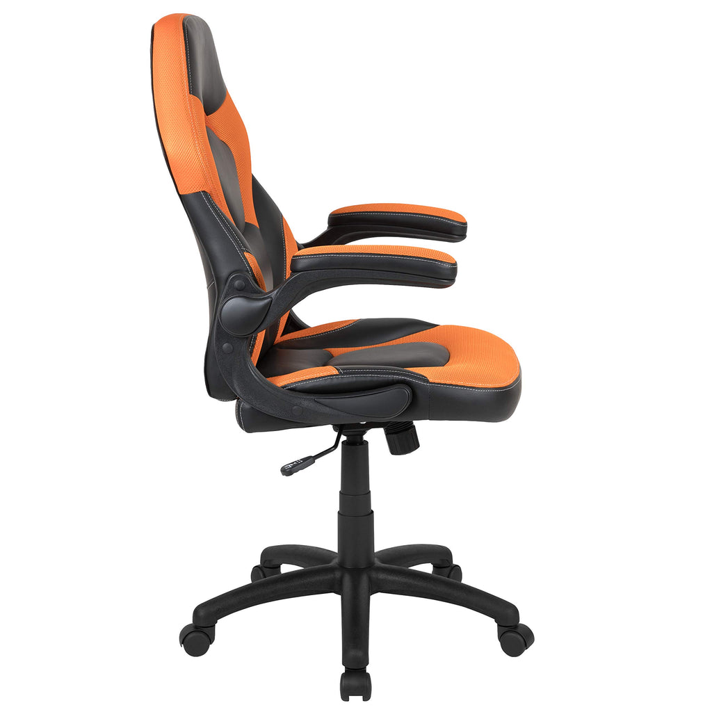 Orange Black Ergonomic Gaming Chair with Flip-up Arms R5125