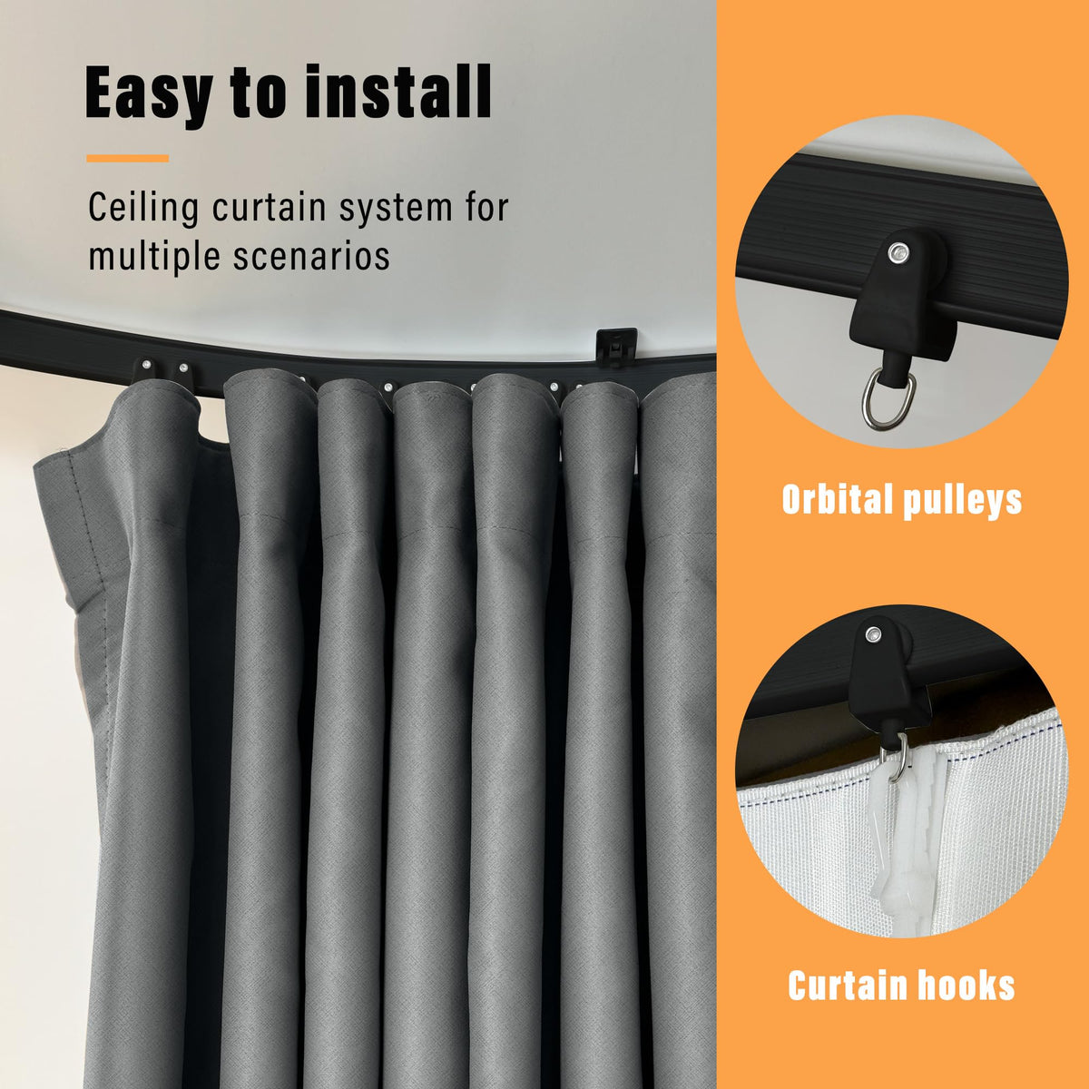 Blackout Room Divider Curtains with Ceiling Tracks Set Z78865