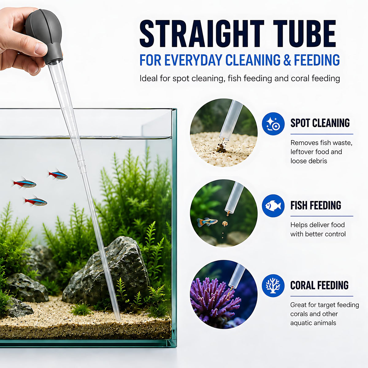 Aquarium Turkey Baster 4-in-1 Spot Cleaner and Coral Feeder 21.6 in Q740407