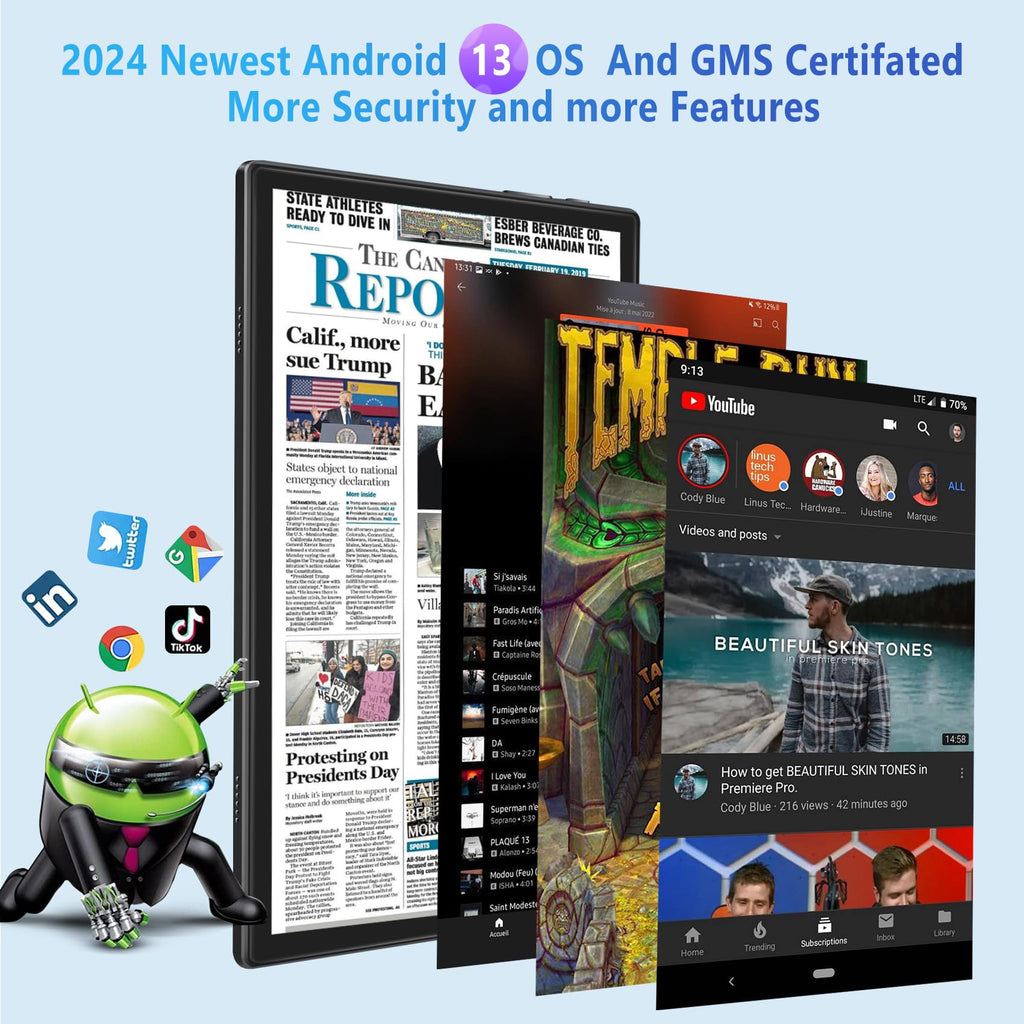 Black 12GB RAM 128GB ROM 10 Inch Android Tablet with Keyboard F28714