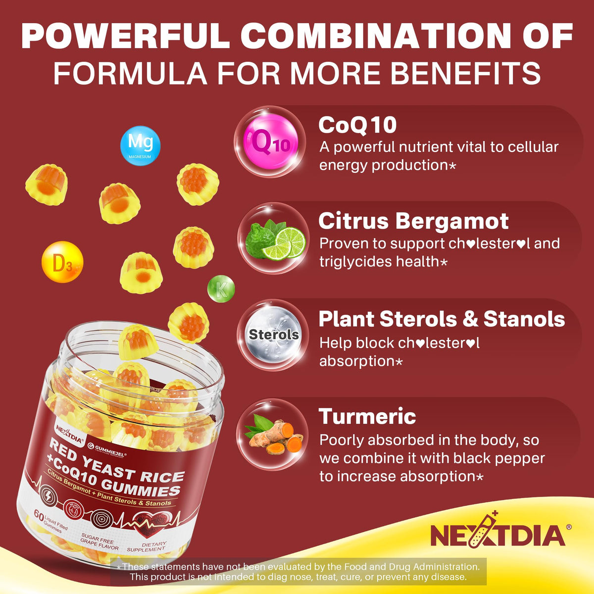 Red Yeast Rice Gummies 2400MG with CoQ10 R2610