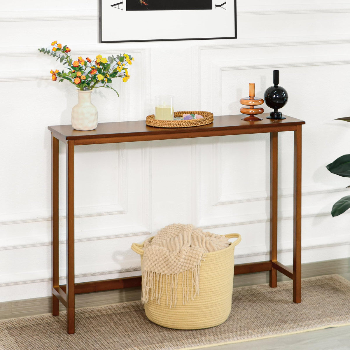 Bamboo Narrow Wood Console Table K84569