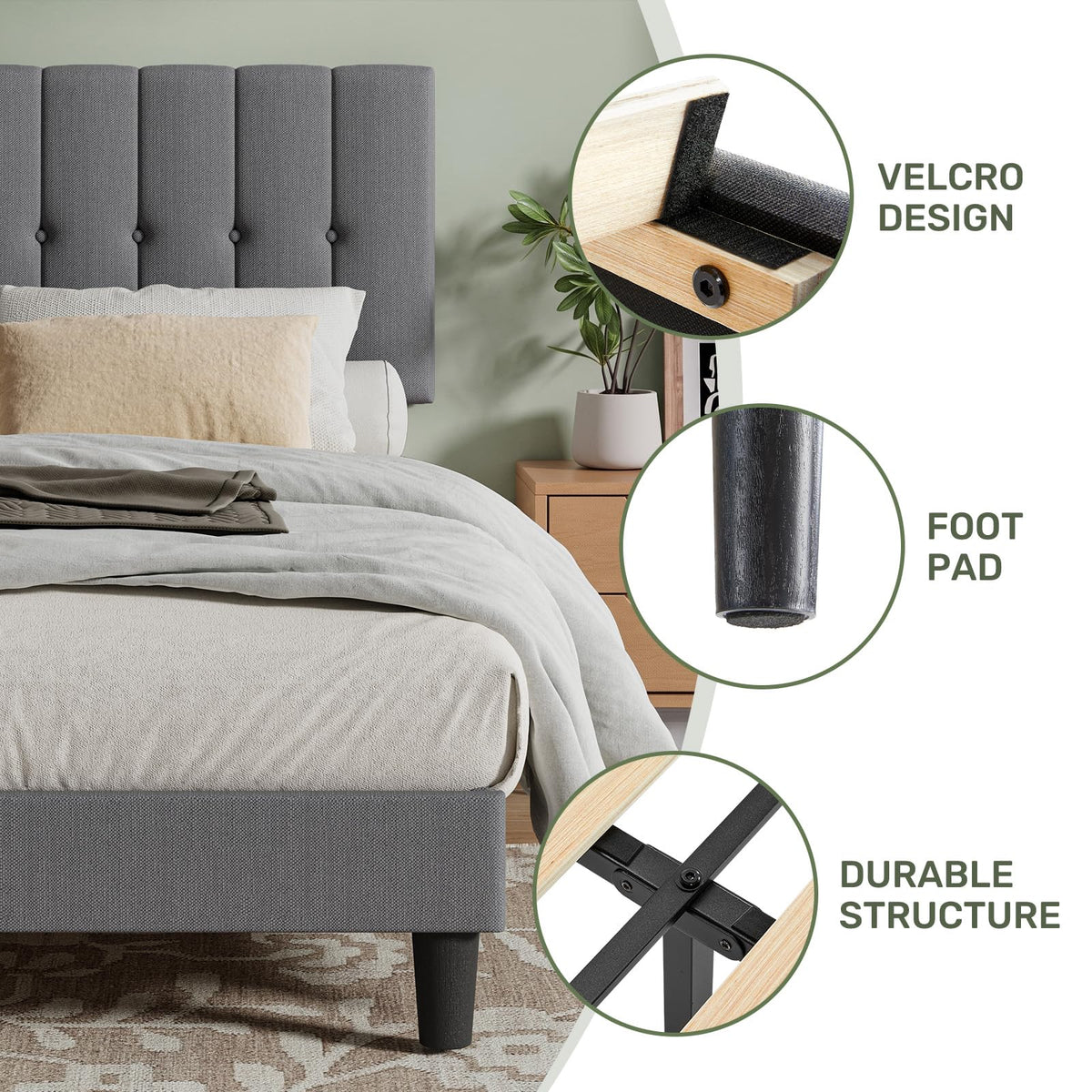 Queen Size Bed Frame with Headboard D566585