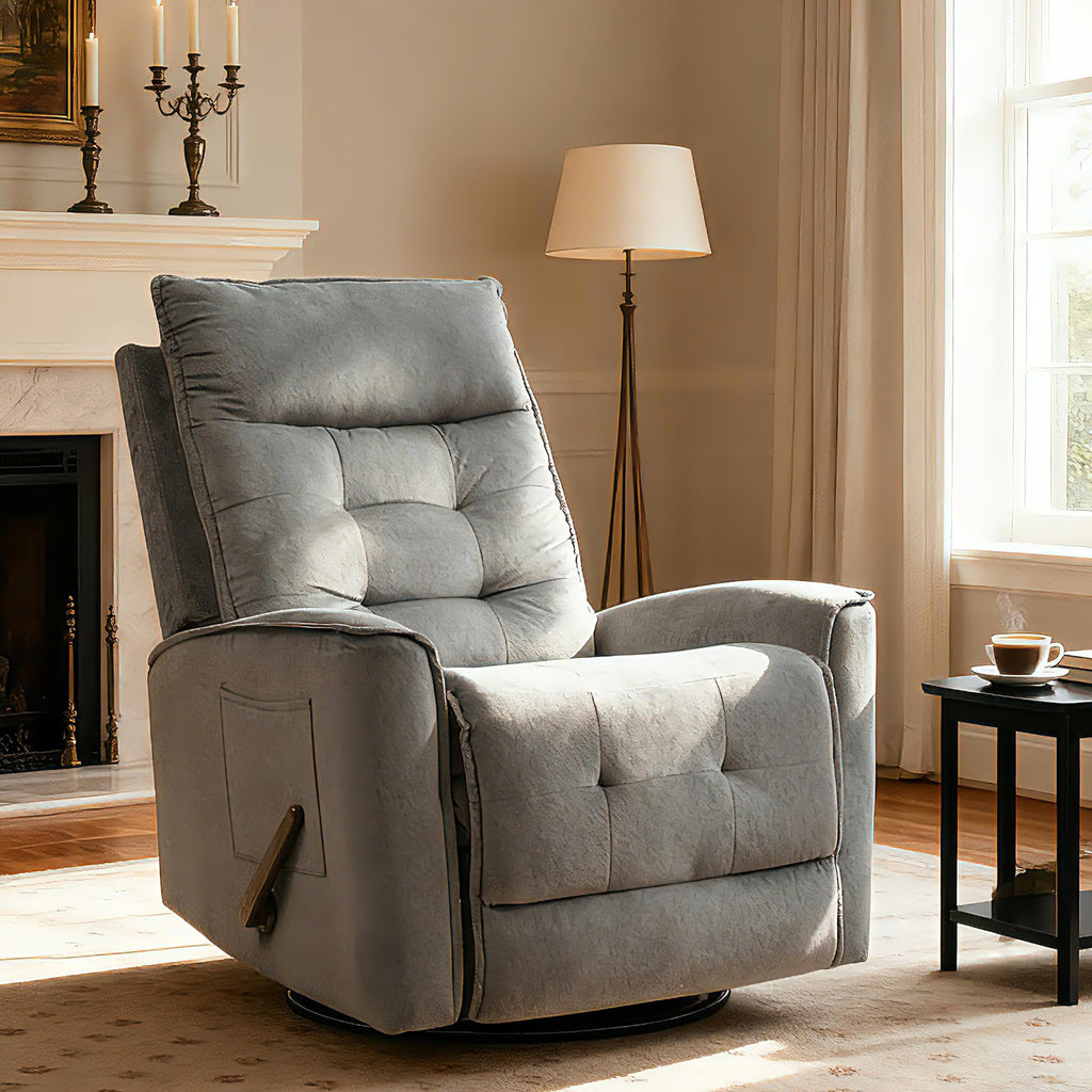 Dark Grey Swivel Rocker Recliner Chair B792