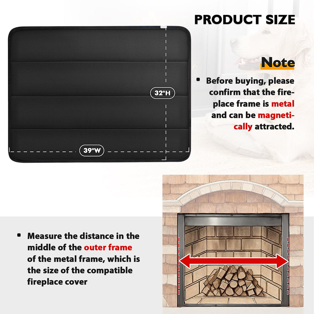 Black Magnetic Fireplace Cover H401641