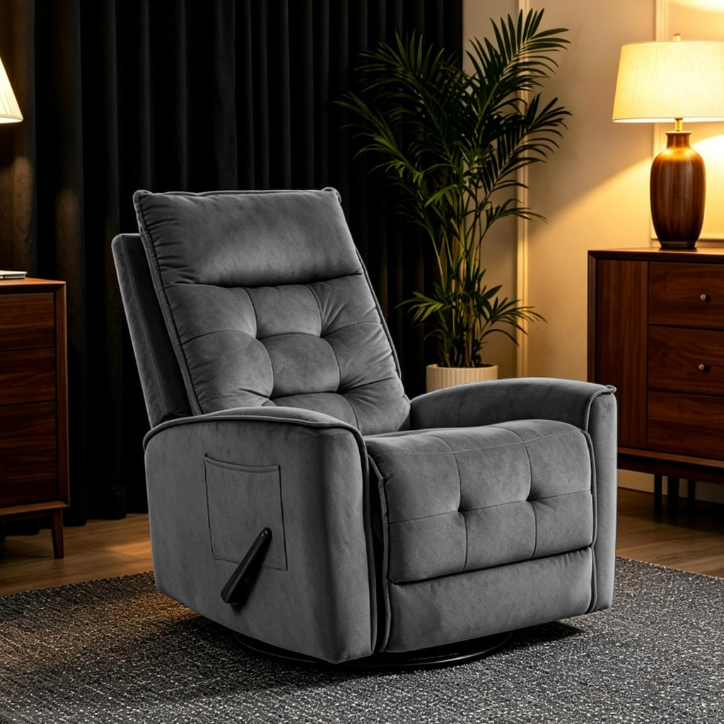 Dark Grey Swivel Rocker Recliner Chair B792