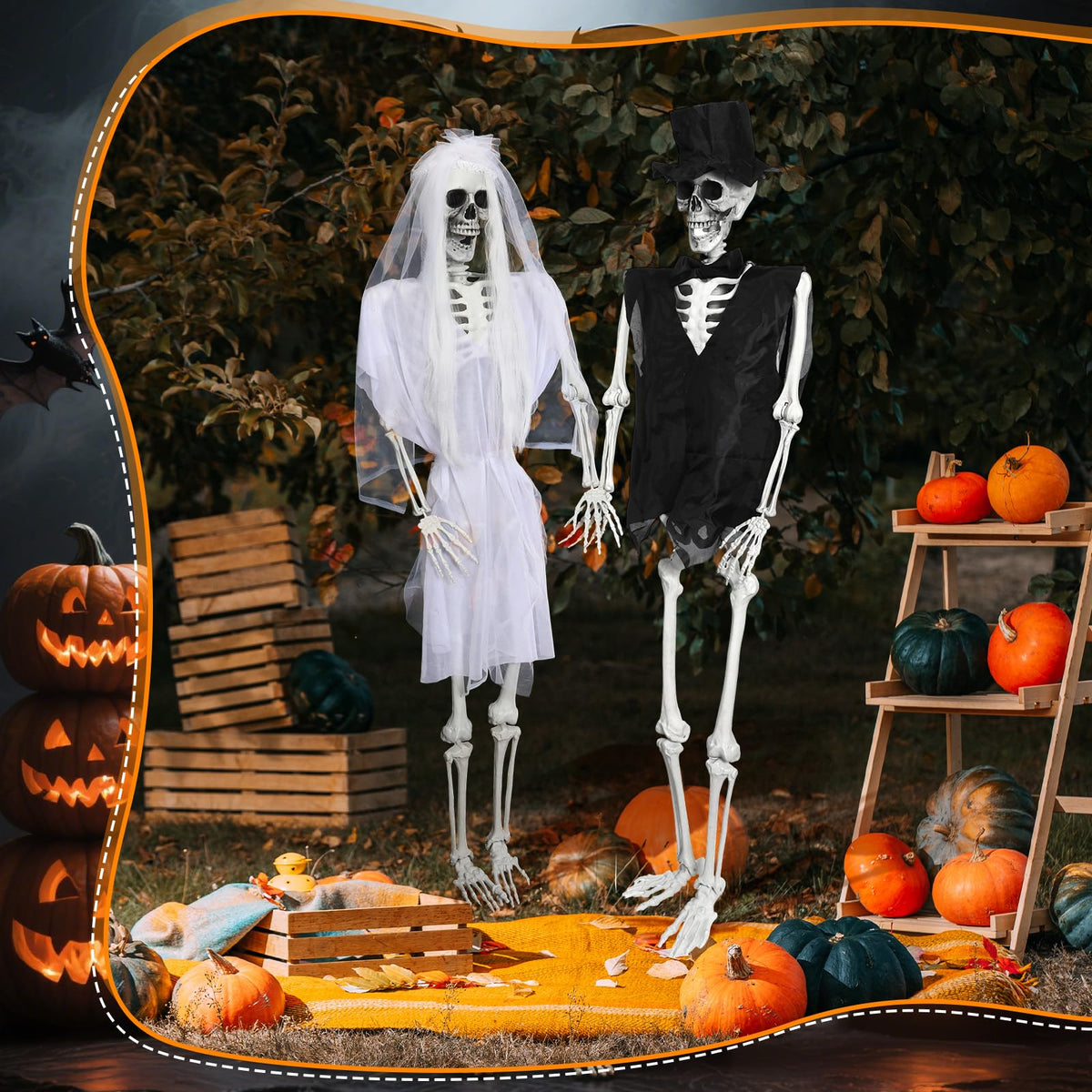 2 Set 5.4 Ft Posable Skeleton Decor K581205